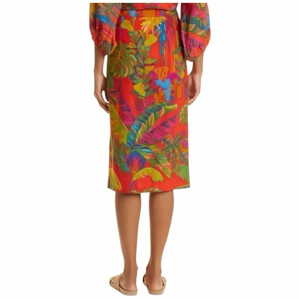 Farm Rio Urban Jungle Linen Midi Skirt Size XS - Picture 3 of 13